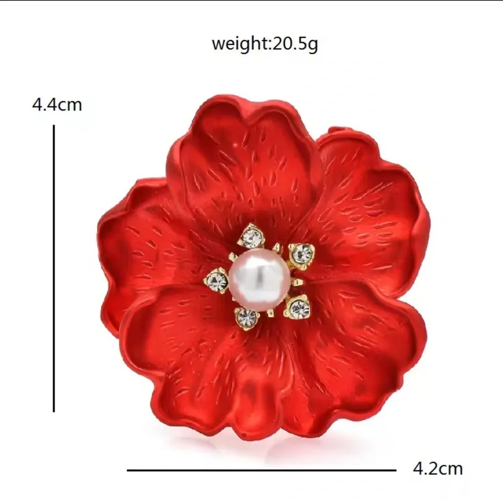 Royal Blue Floral Blossom Pearl Crystal Brooch